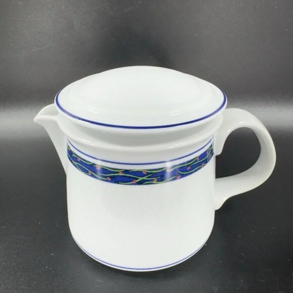 Dansk New Scandia‎ Porcelain Trellis Floral Sugar And Creamer Blue White Set 2